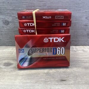 TDK  Audio Cassette Tape D60 Tapes High Output New Sealed Lot 8
